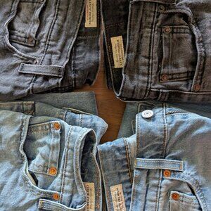 4 pairs of Levis 512 premium stretch selvedge denim jeans 30x32 blue and black